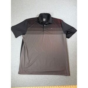 Callaway Opti Dri Mens L Golf Polo Shirt Black Gray Ombre Textured Short Sleeve
